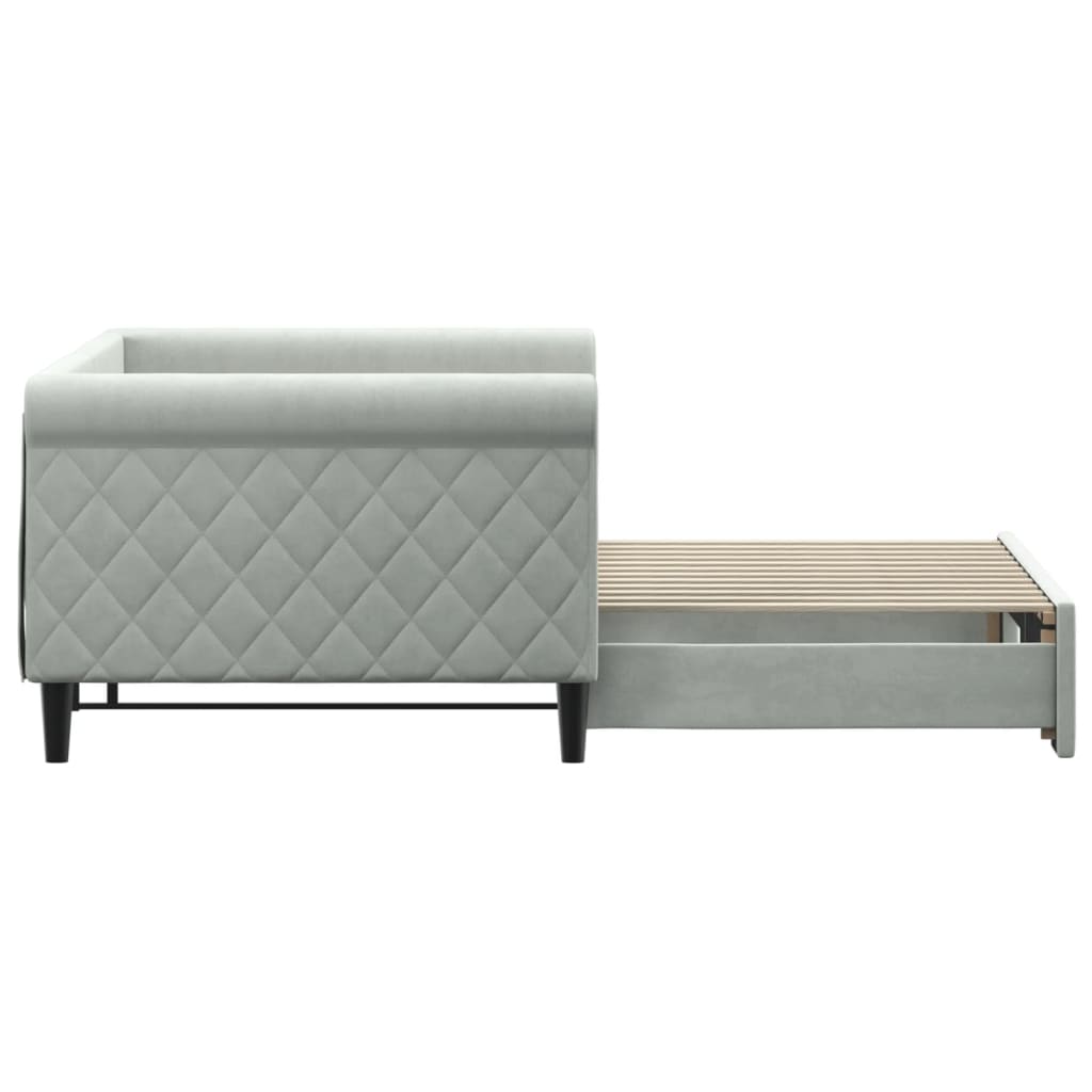 daybed med udtræk 90x200 cm velour lysegrå