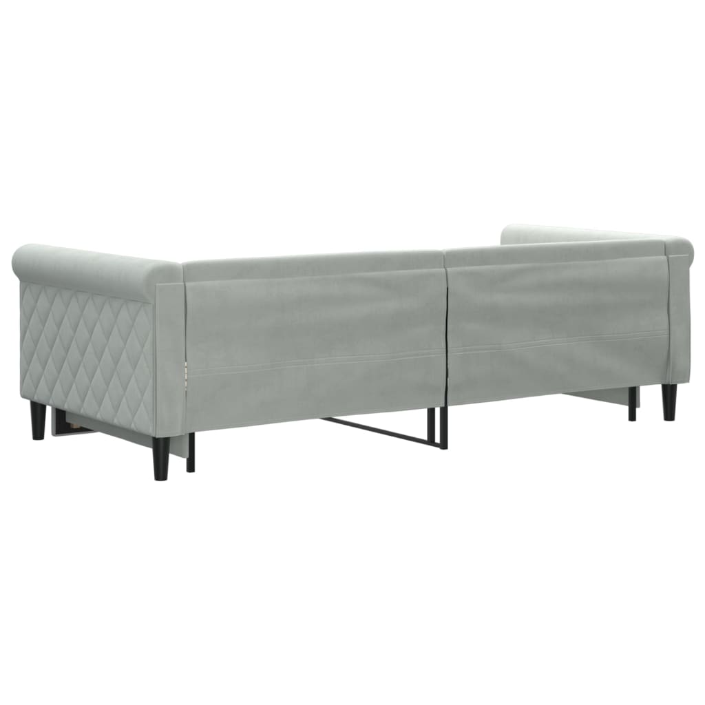 daybed med udtræk 90x200 cm velour lysegrå
