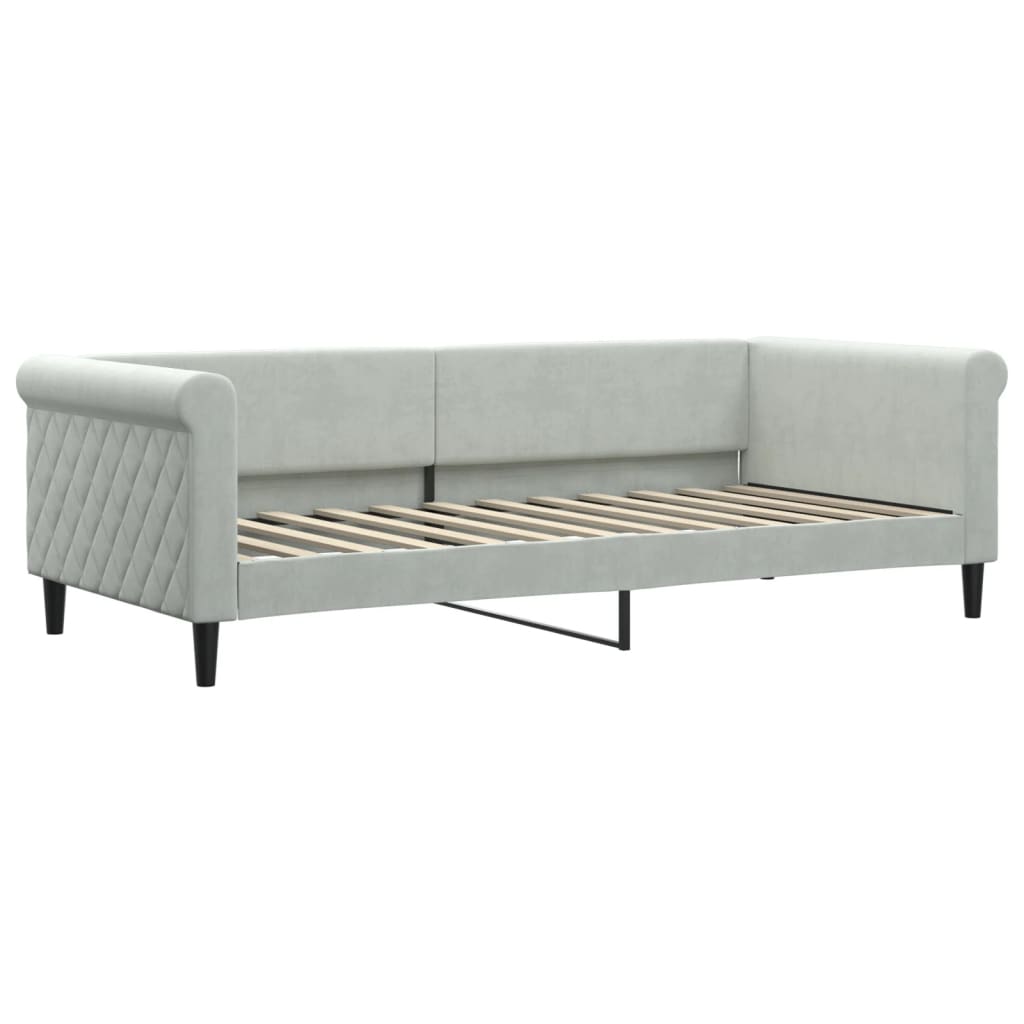 daybed med udtræk 90x200 cm velour lysegrå