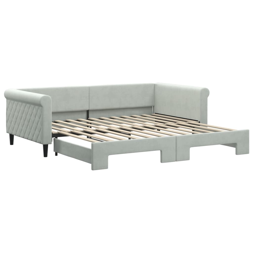 daybed med udtræk 100x200 cm velour lysegrå