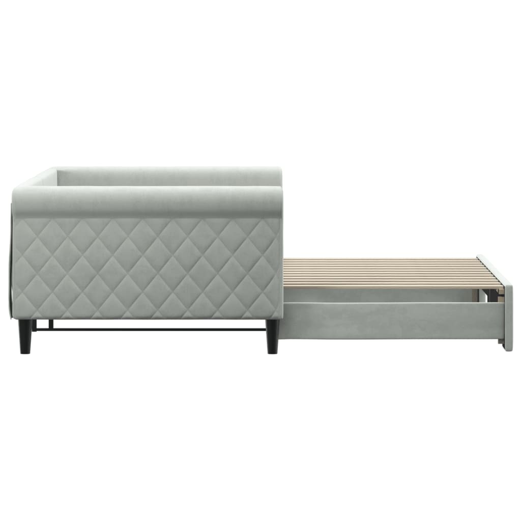 daybed med udtræk 100x200 cm velour lysegrå