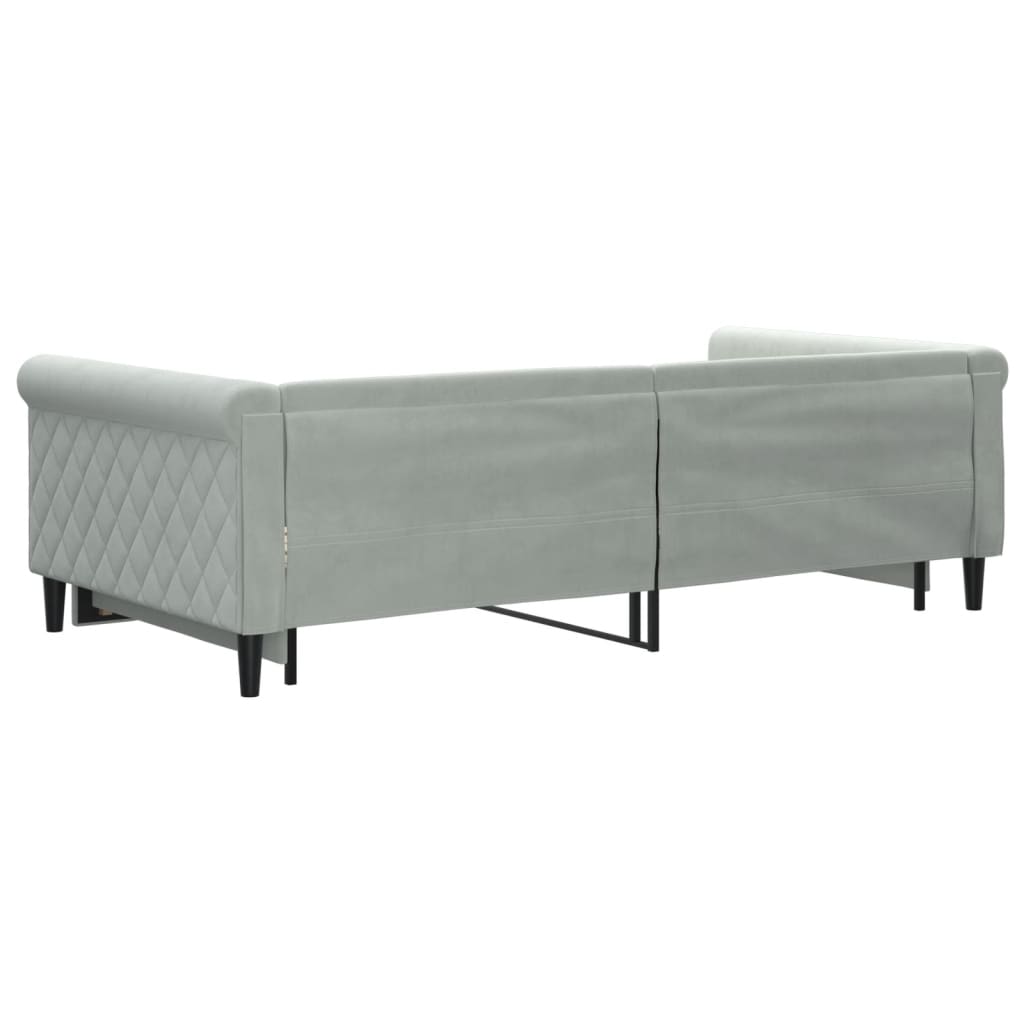 daybed med udtræk 100x200 cm velour lysegrå