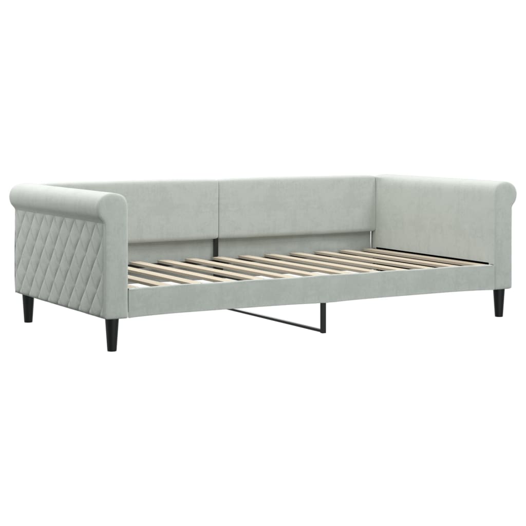 daybed med udtræk 100x200 cm velour lysegrå
