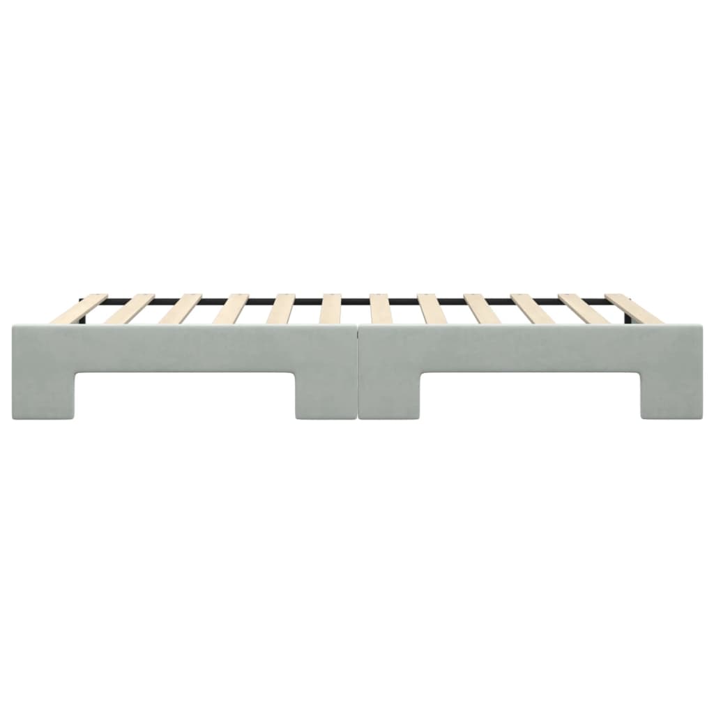 daybed med udtræk 100x200 cm velour lysegrå