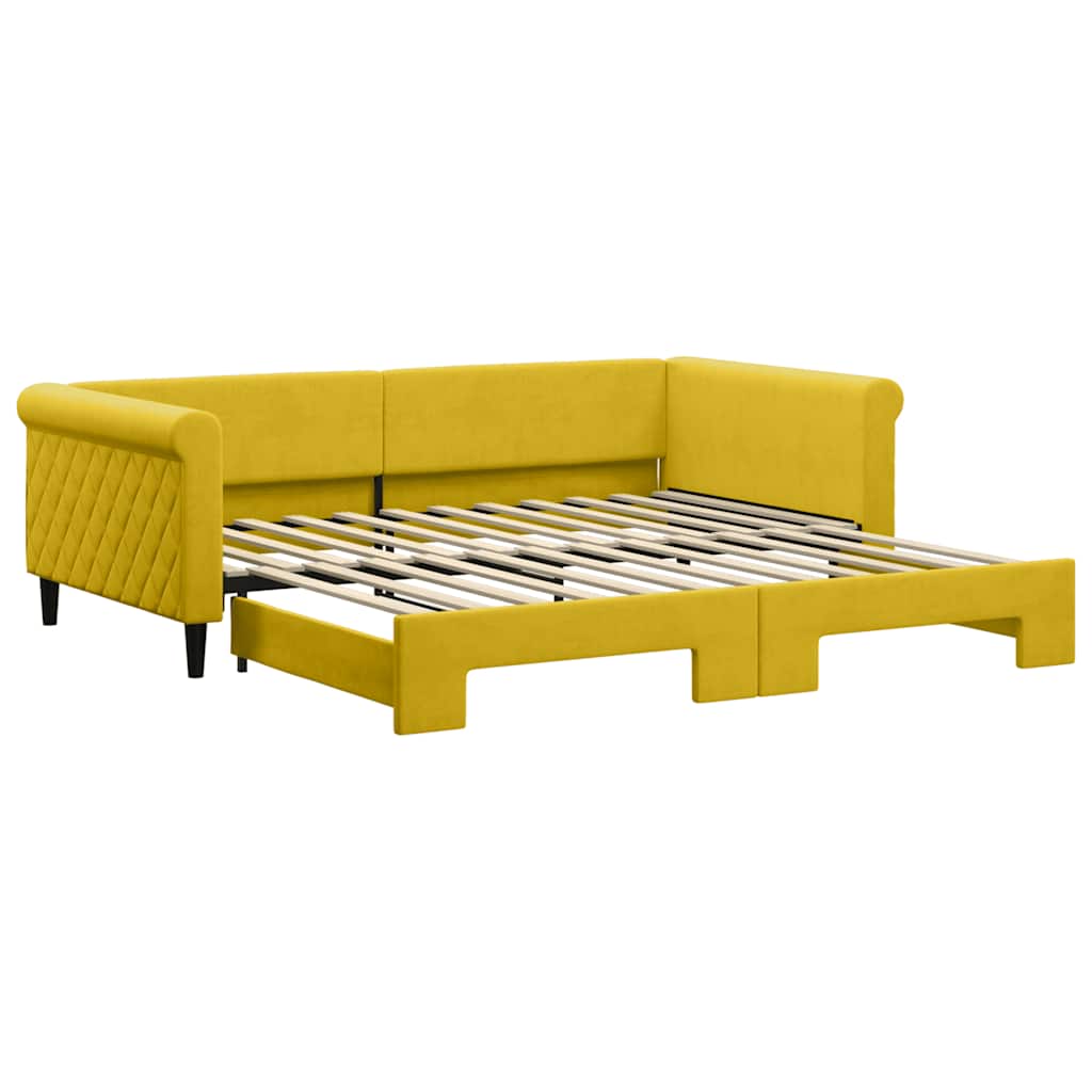 daybed med udtræk 100x200 cm velour gul