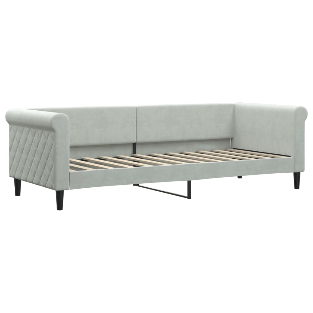 daybed med udtræk og madras 80x200 cm velour lysegrå