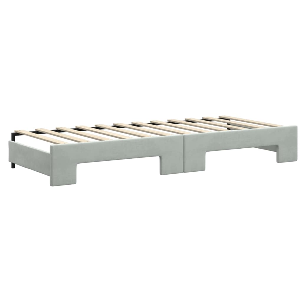 daybed med udtræk og madras 80x200 cm velour lysegrå