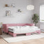 daybed med udtræk og madras 90x200 cm velour lyserød