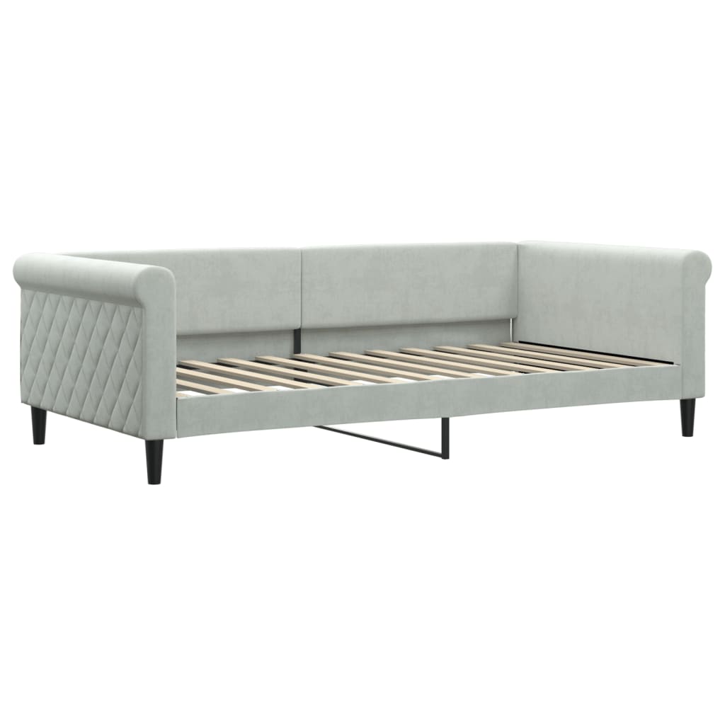 daybed med udtræk og madras 100x200 cm velour lysegrå