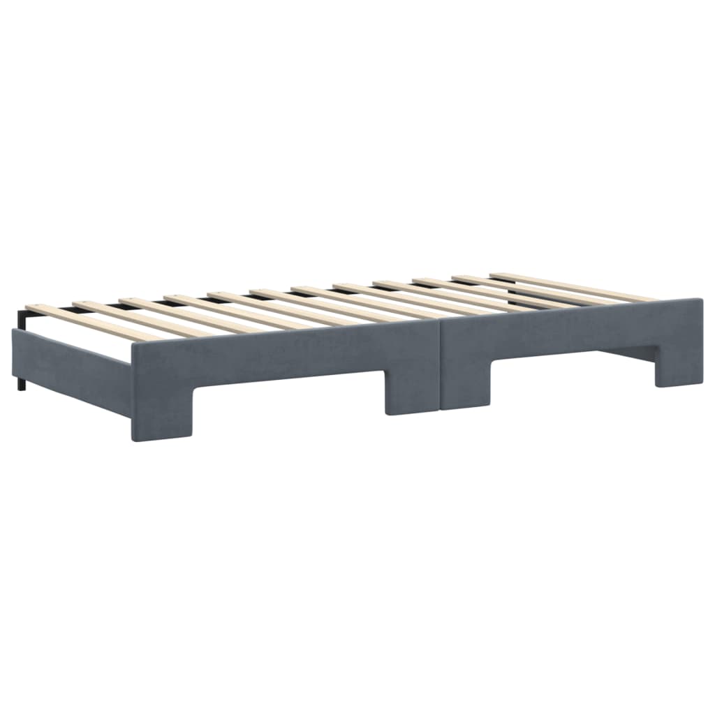 daybed med udtræk og madras 100x200 cm velour mørkegrå