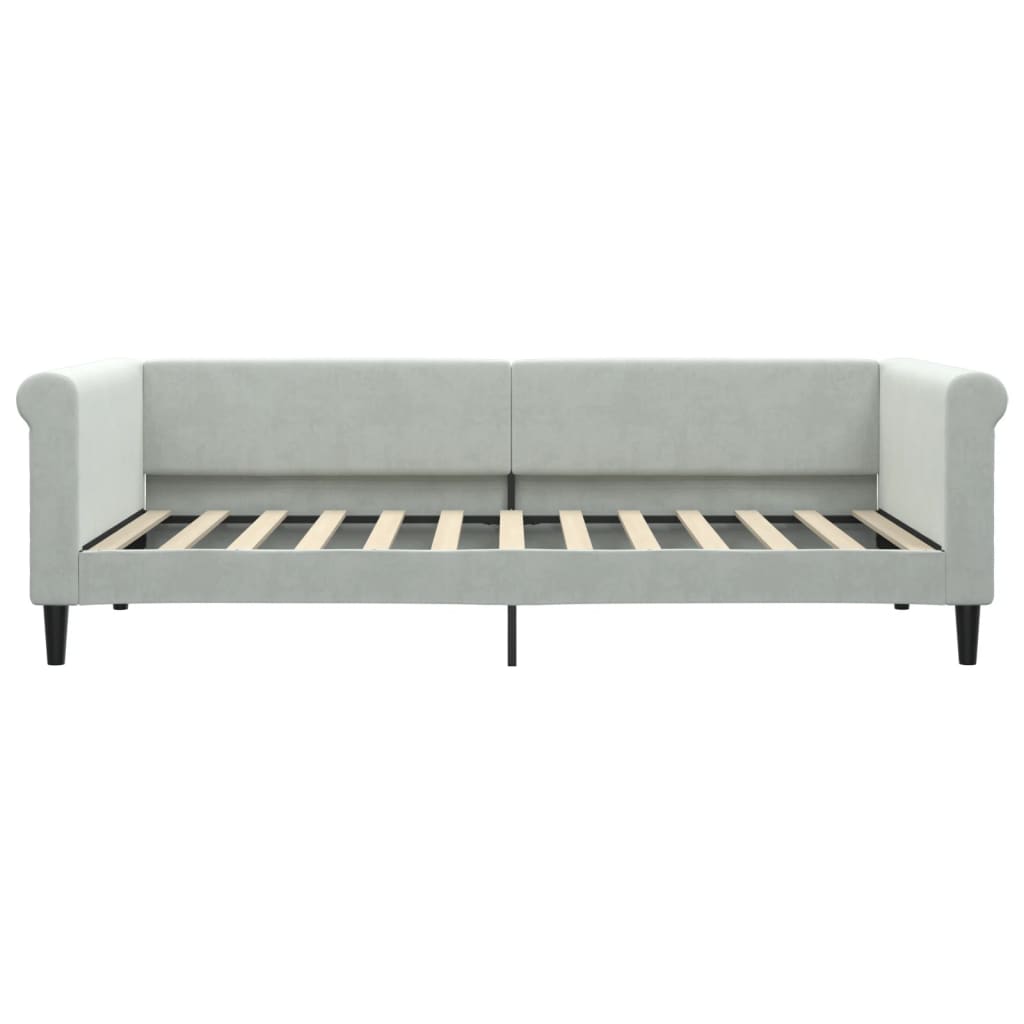 daybed med udtræk og skuffer 90x200 cm velour lysegrå