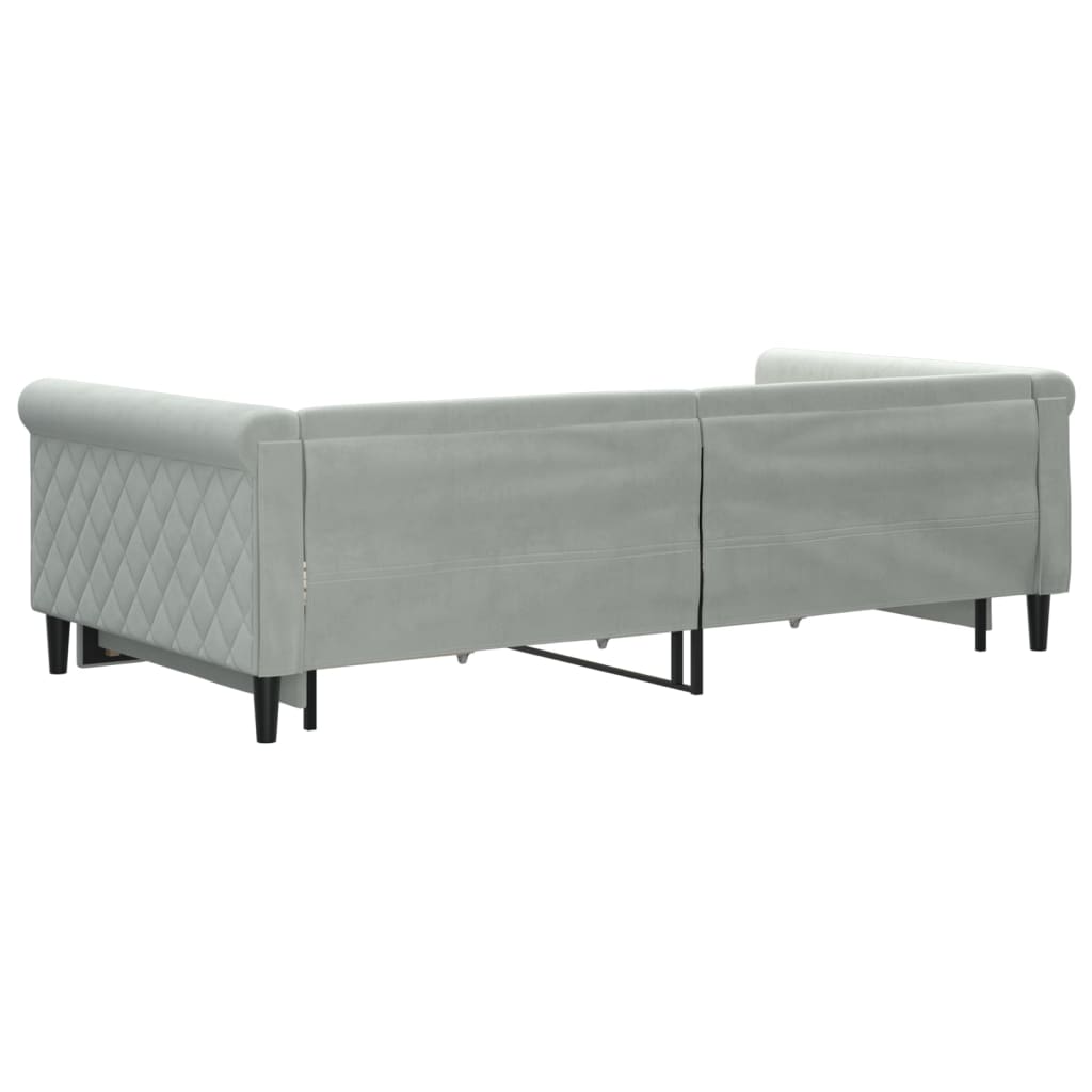 daybed med udtræk og skuffer 100x200 cm velour lysegrå