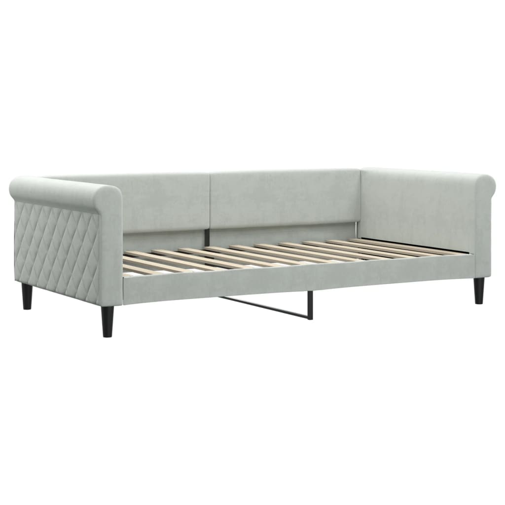 daybed med udtræk og skuffer 100x200 cm velour lysegrå