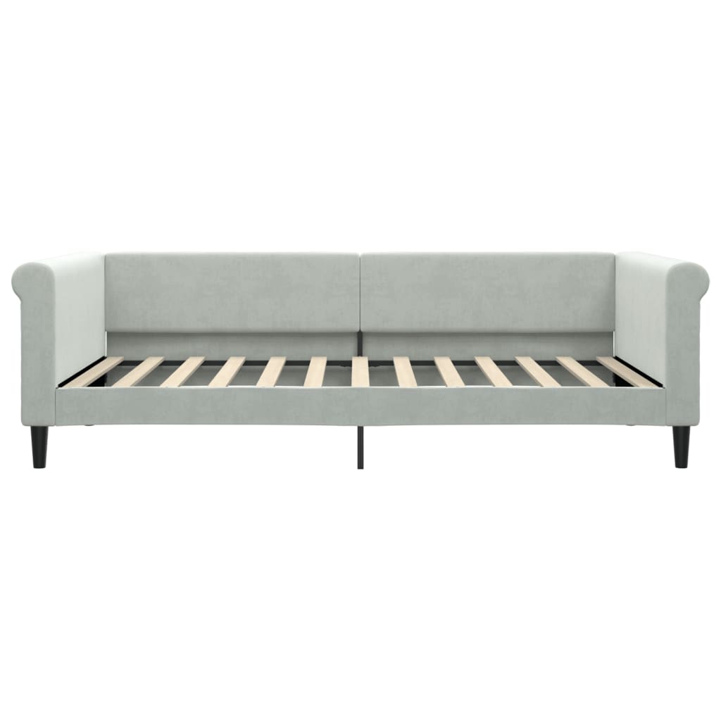 daybed med udtræk og skuffer 100x200 cm velour lysegrå