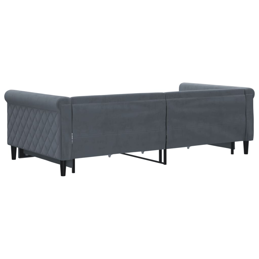 daybed med udtræk og skuffer 100x200 cm velour mørkegrå