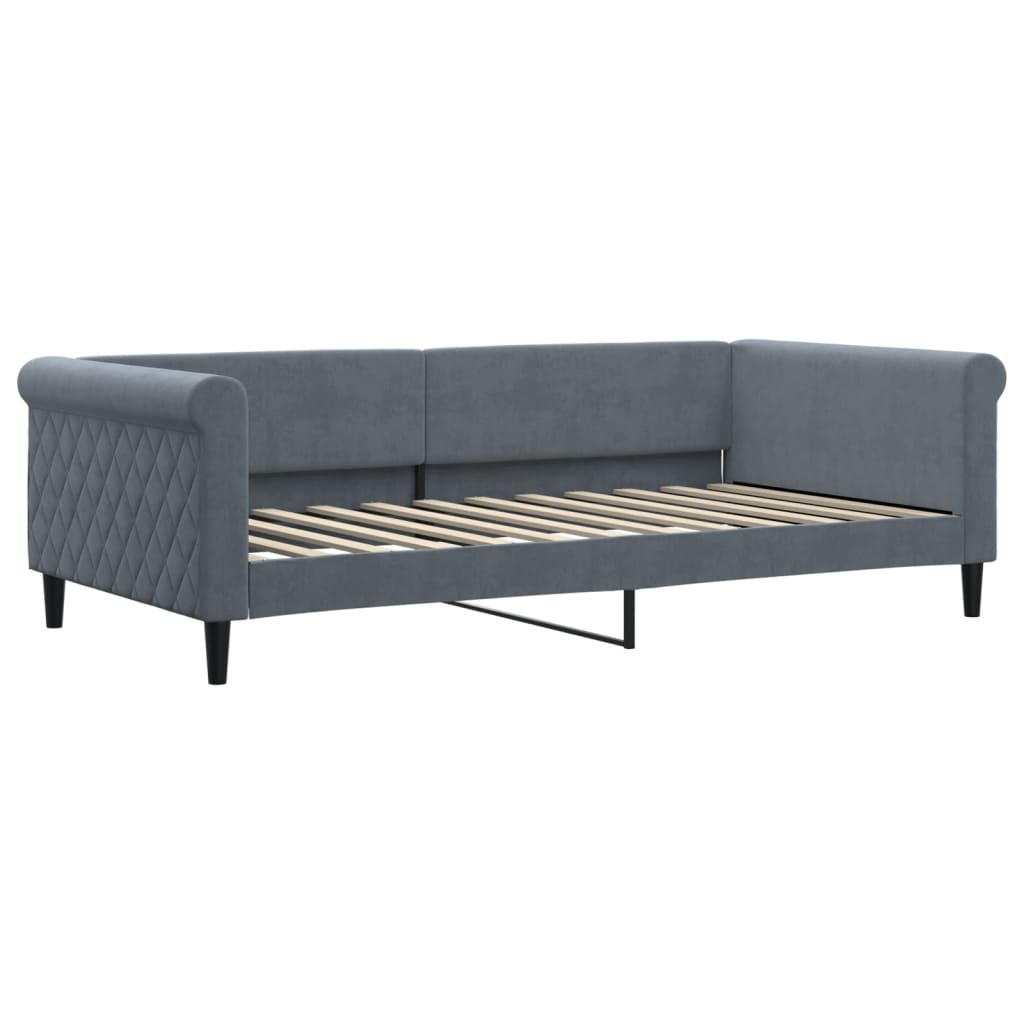 daybed med udtræk og skuffer 100x200 cm velour mørkegrå