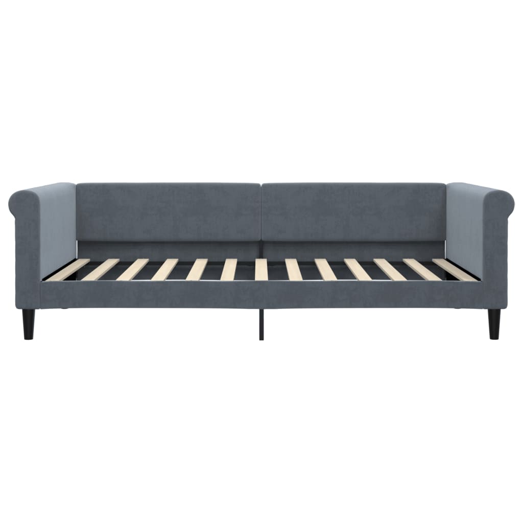 daybed med udtræk og skuffer 100x200 cm velour mørkegrå