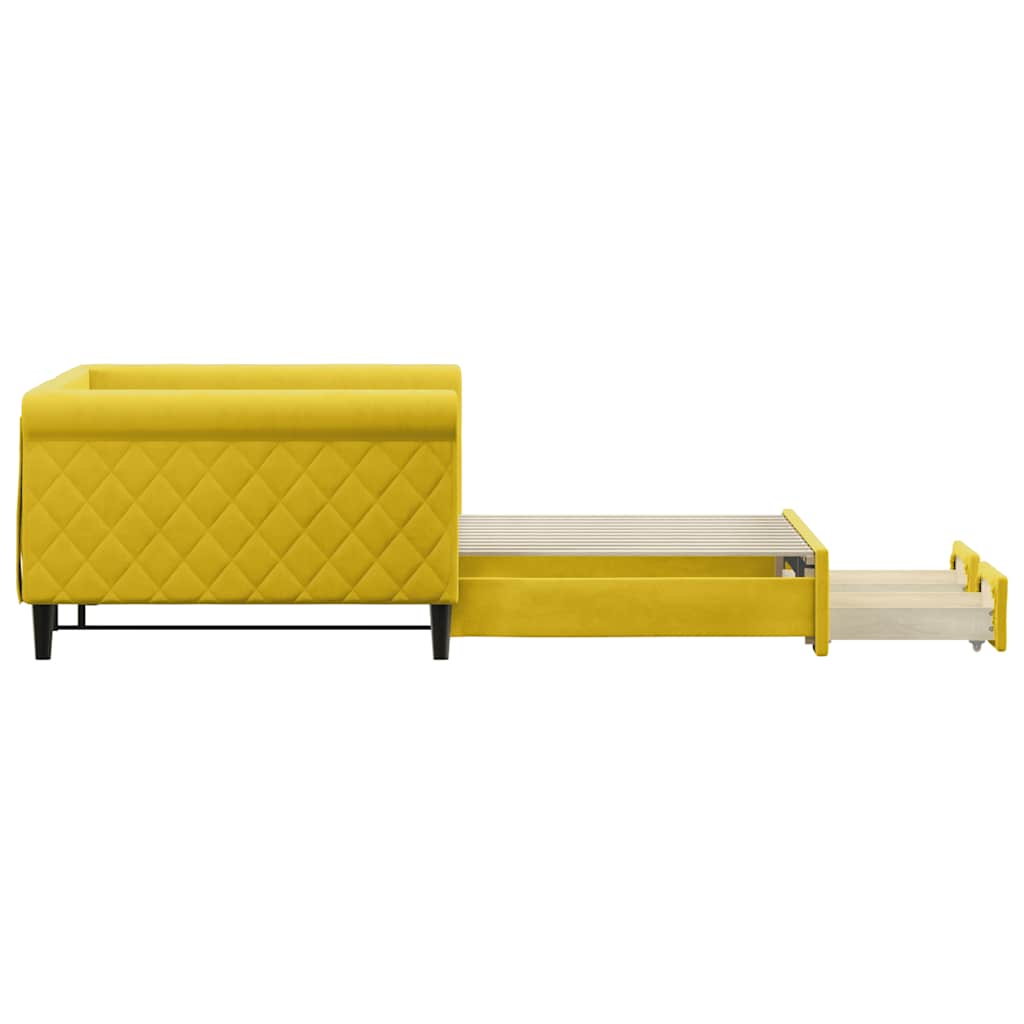 daybed med udtræk og skuffer 100x200 cm velour gul