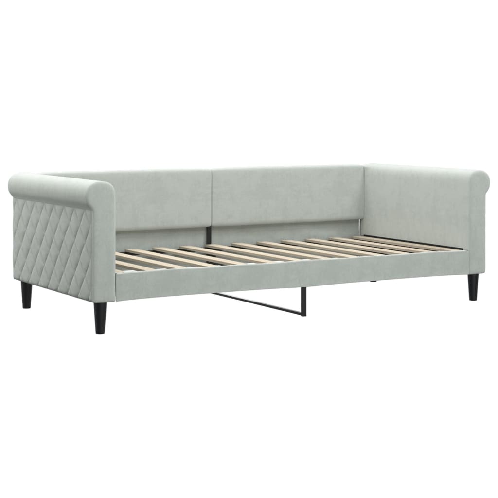 daybed med udtræk og skuffer 90x200 cm velour lysegrå