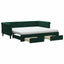 daybed med udtræk og skuffer 90x200 cm velour mørkegrøn
