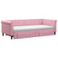 daybed med udtræk og skuffer 90x200 cm velour lyserød