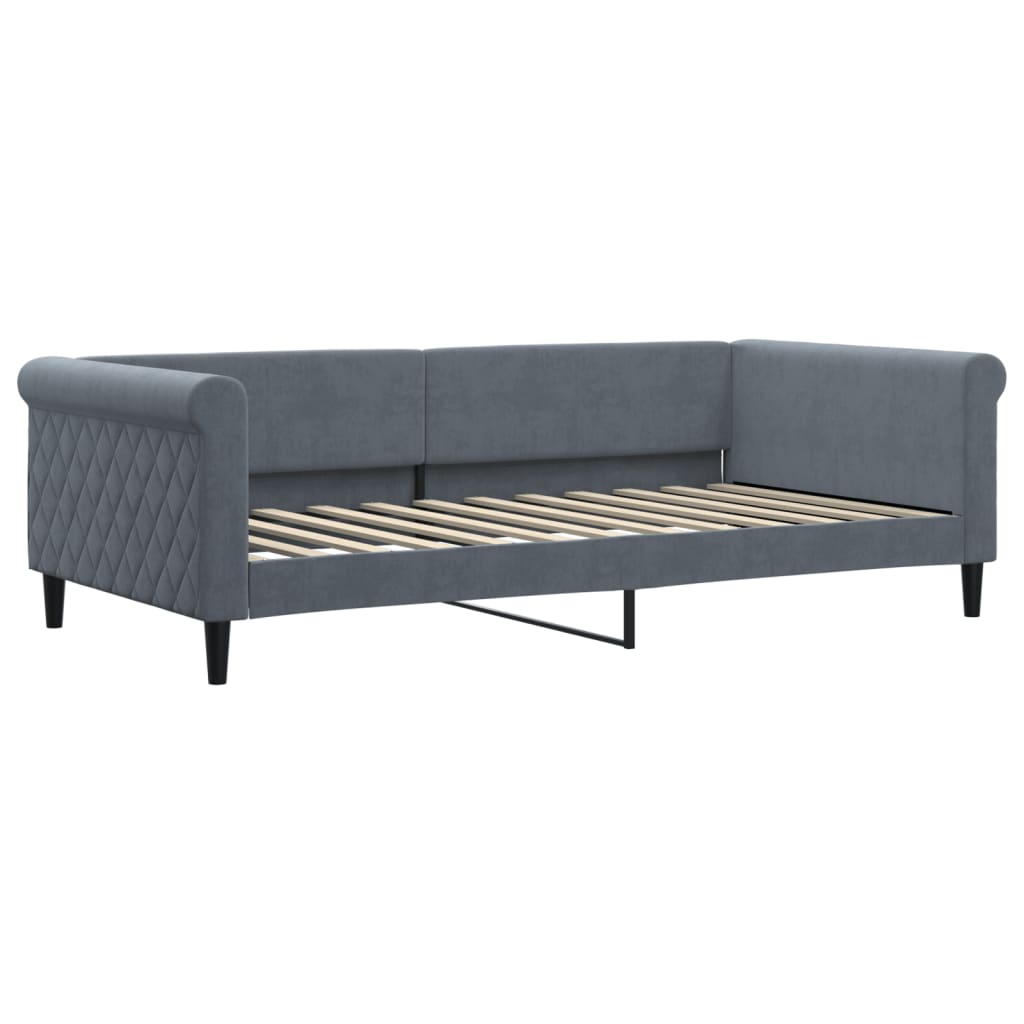 daybed med udtræk og skuffer 100x200 cm velour mørkegrå