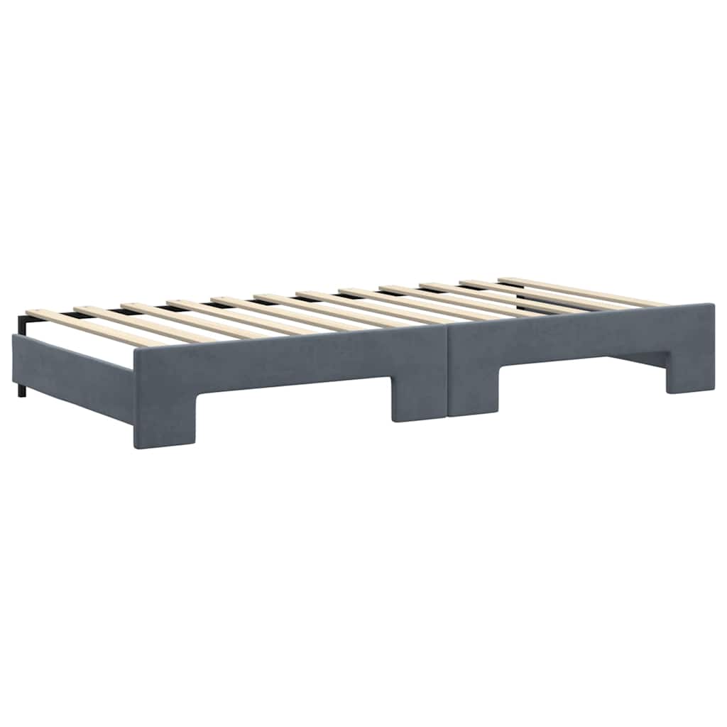 daybed med udtræk og skuffer 100x200 cm velour mørkegrå