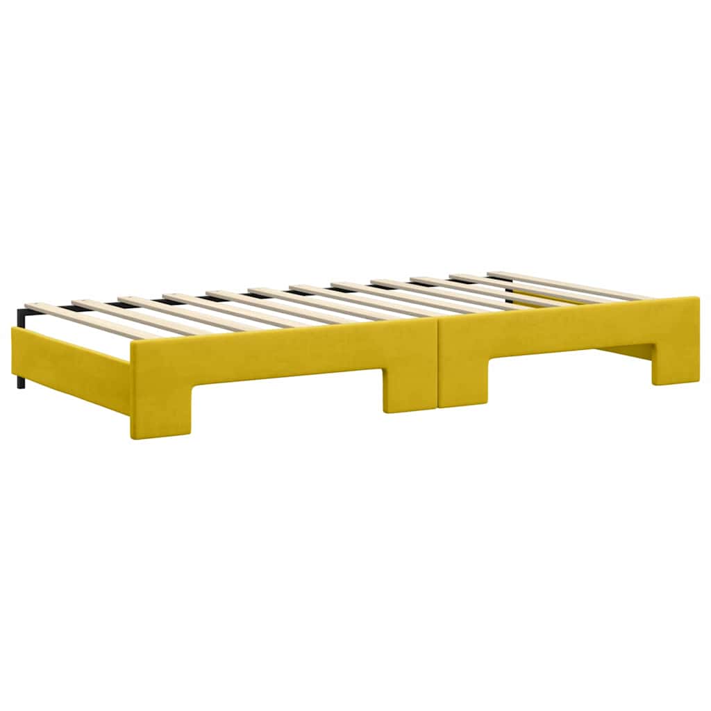daybed med udtræk og skuffer 100x200 cm velour gul