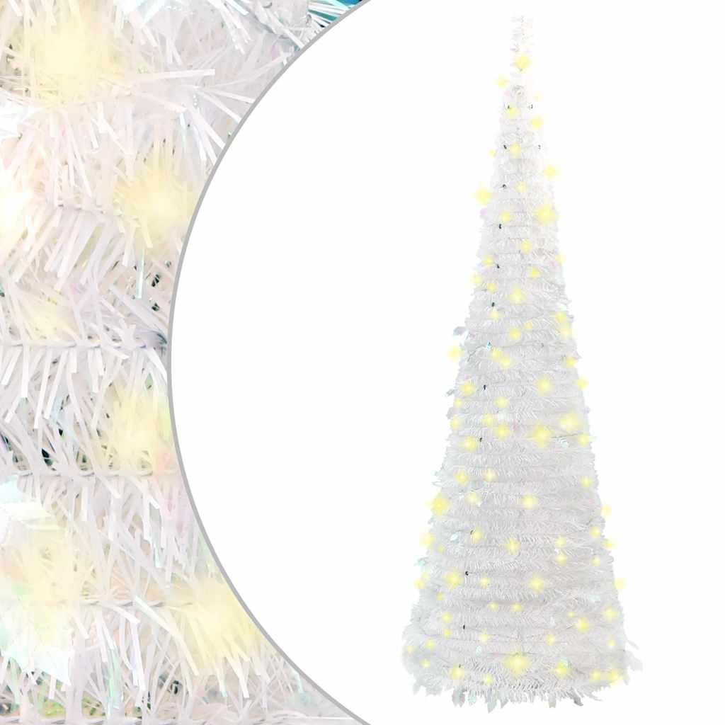 kunstigt juletræ med 50 LED'er 120 cm pop op-funktion hvid