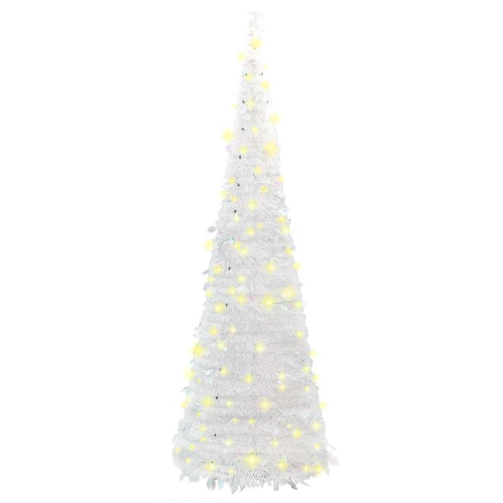 kunstigt juletræ med 100 LED'er 150 cm pop op-funktion hvid