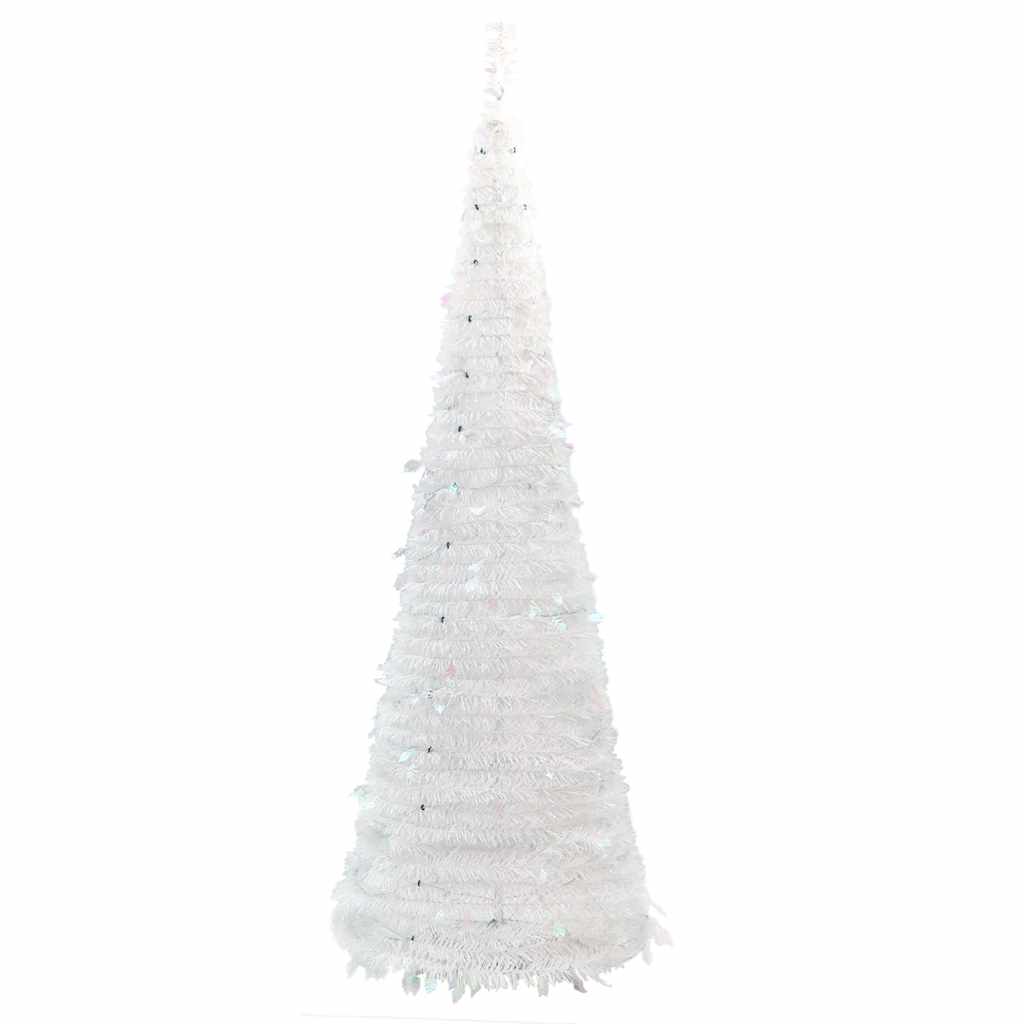 kunstigt juletræ med 100 LED'er 150 cm pop op-funktion hvid