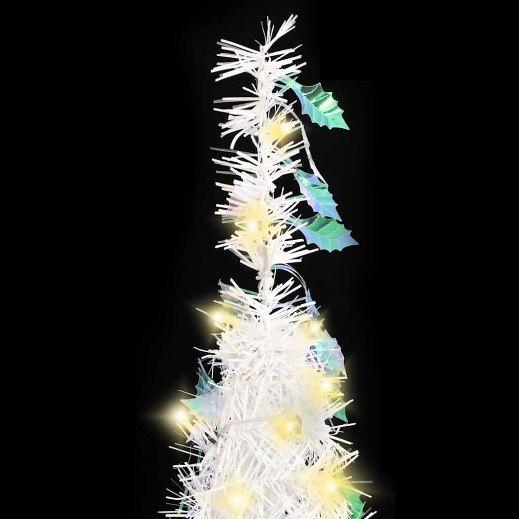 kunstigt juletræ med 200 LED'er 210 cm pop op-funktion hvid