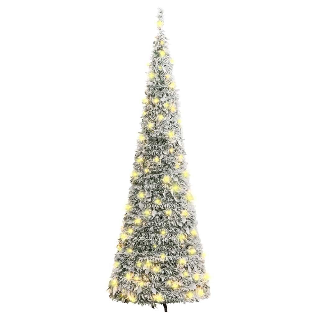 kunstigt juletræ med sne 50 LED'er 120 cm pop op-funktion