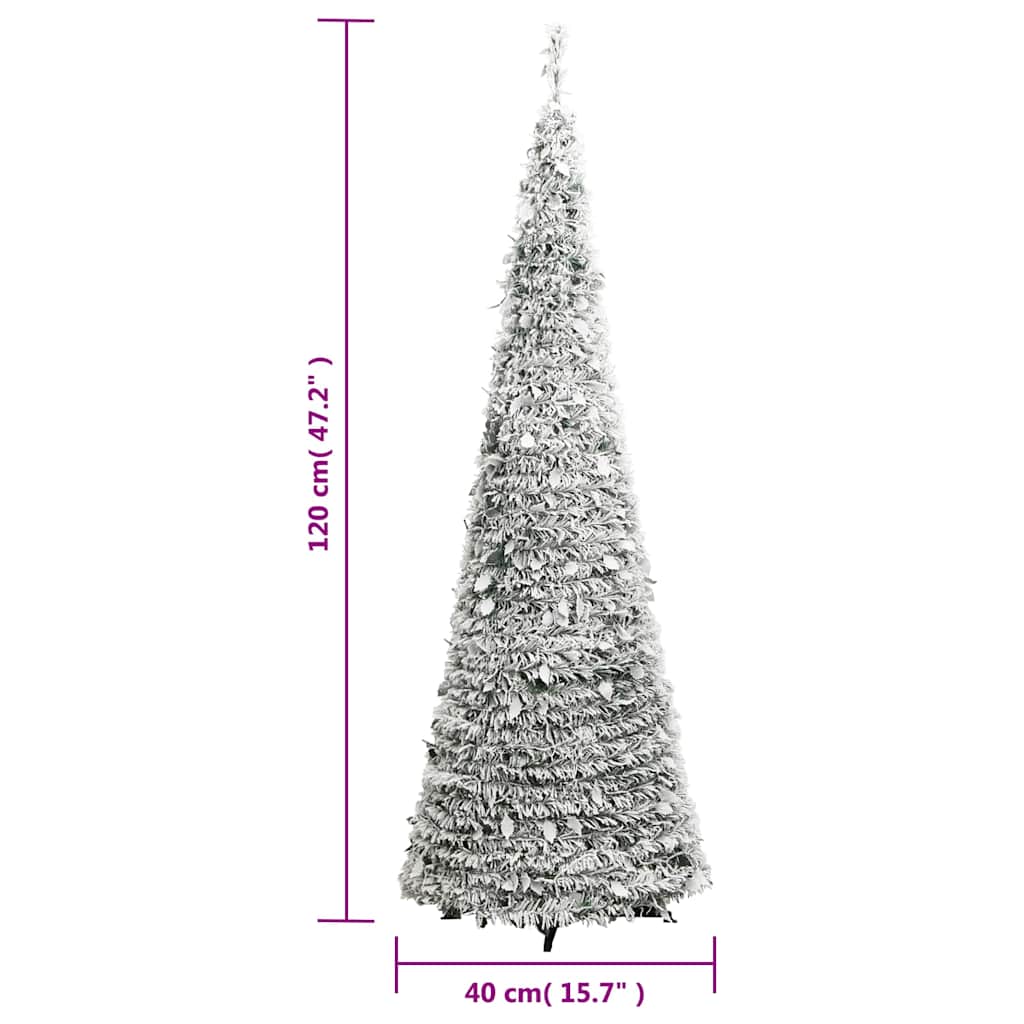 kunstigt juletræ med sne 50 LED'er 120 cm pop op-funktion