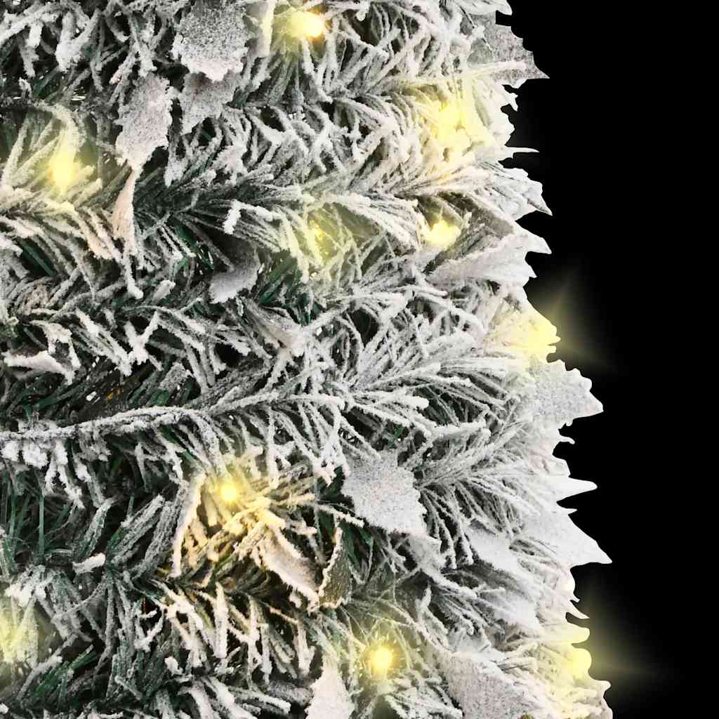 kunstigt juletræ med sne 150 LED'er 180 cm pop op-funktion