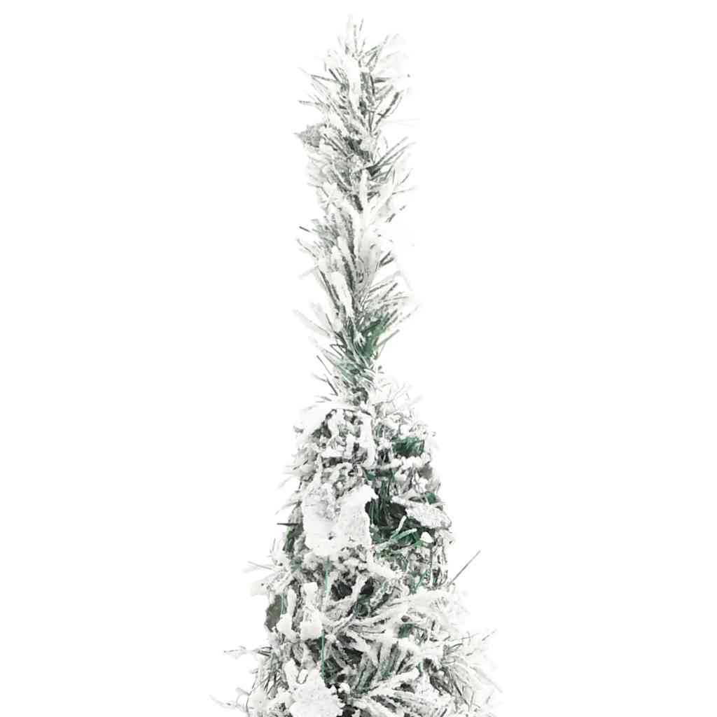 kunstigt juletræ med sne 150 LED'er 180 cm pop op-funktion