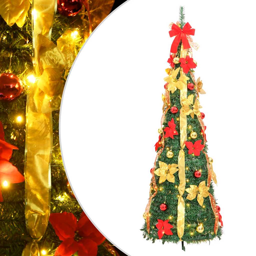 kunstigt juletræ med 50 LED'er 120 cm pop op-funktion grøn