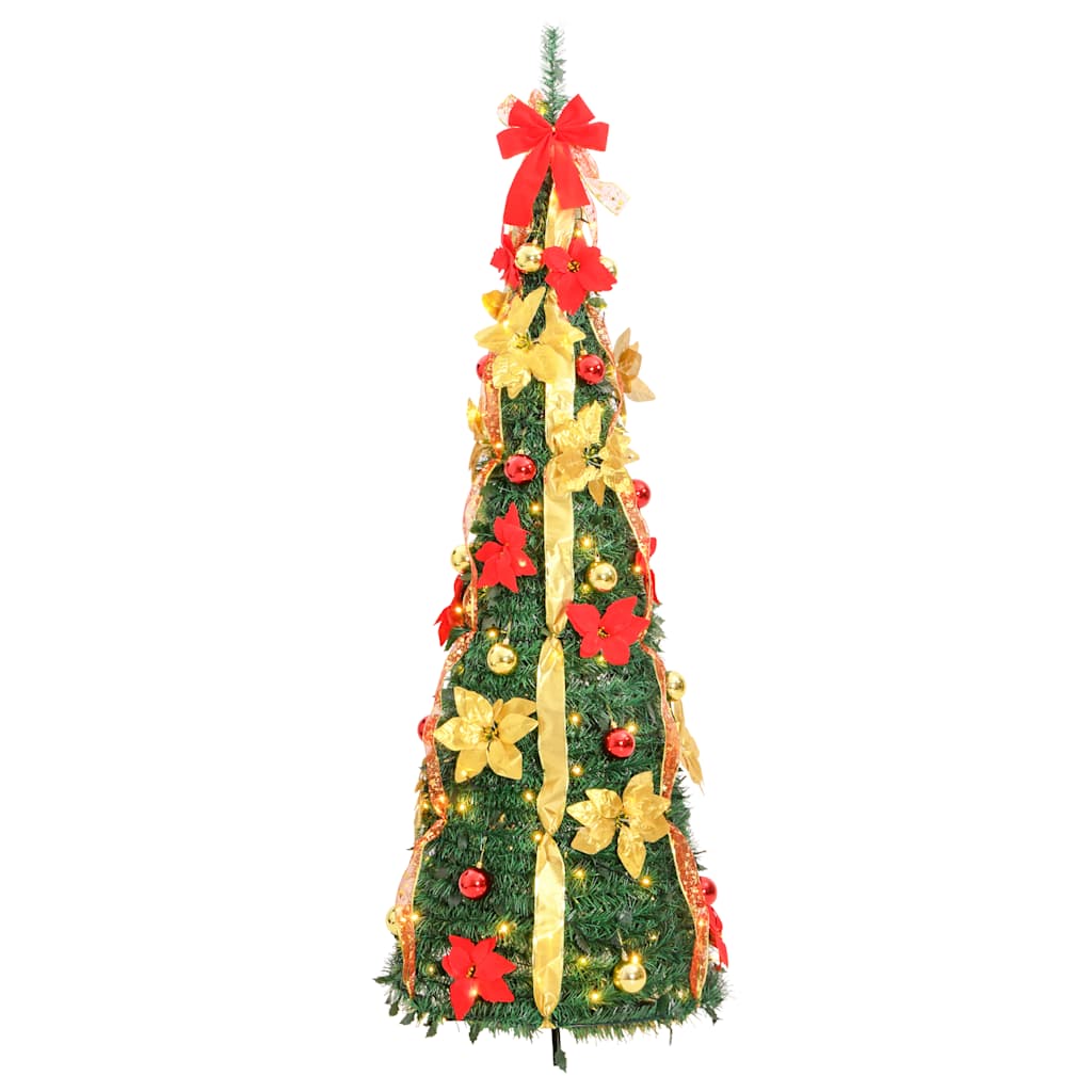 kunstigt juletræ med 50 LED'er 120 cm pop op-funktion grøn