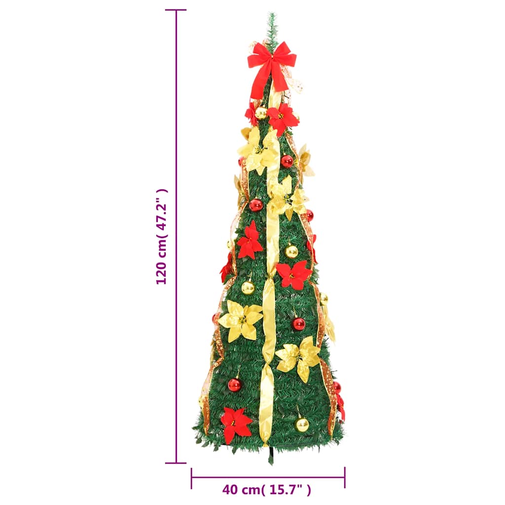 kunstigt juletræ med 50 LED'er 120 cm pop op-funktion grøn