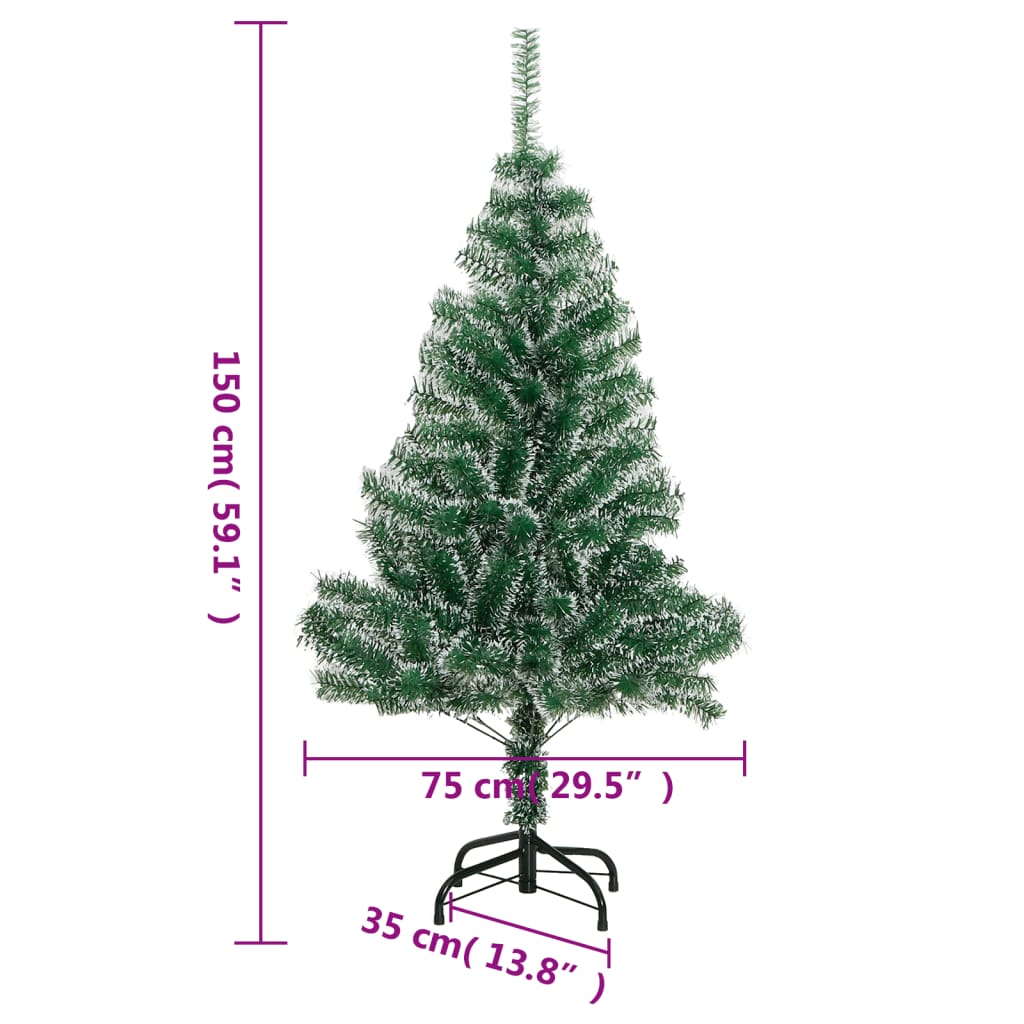 kunstigt juletræ med sne 150 cm grøn