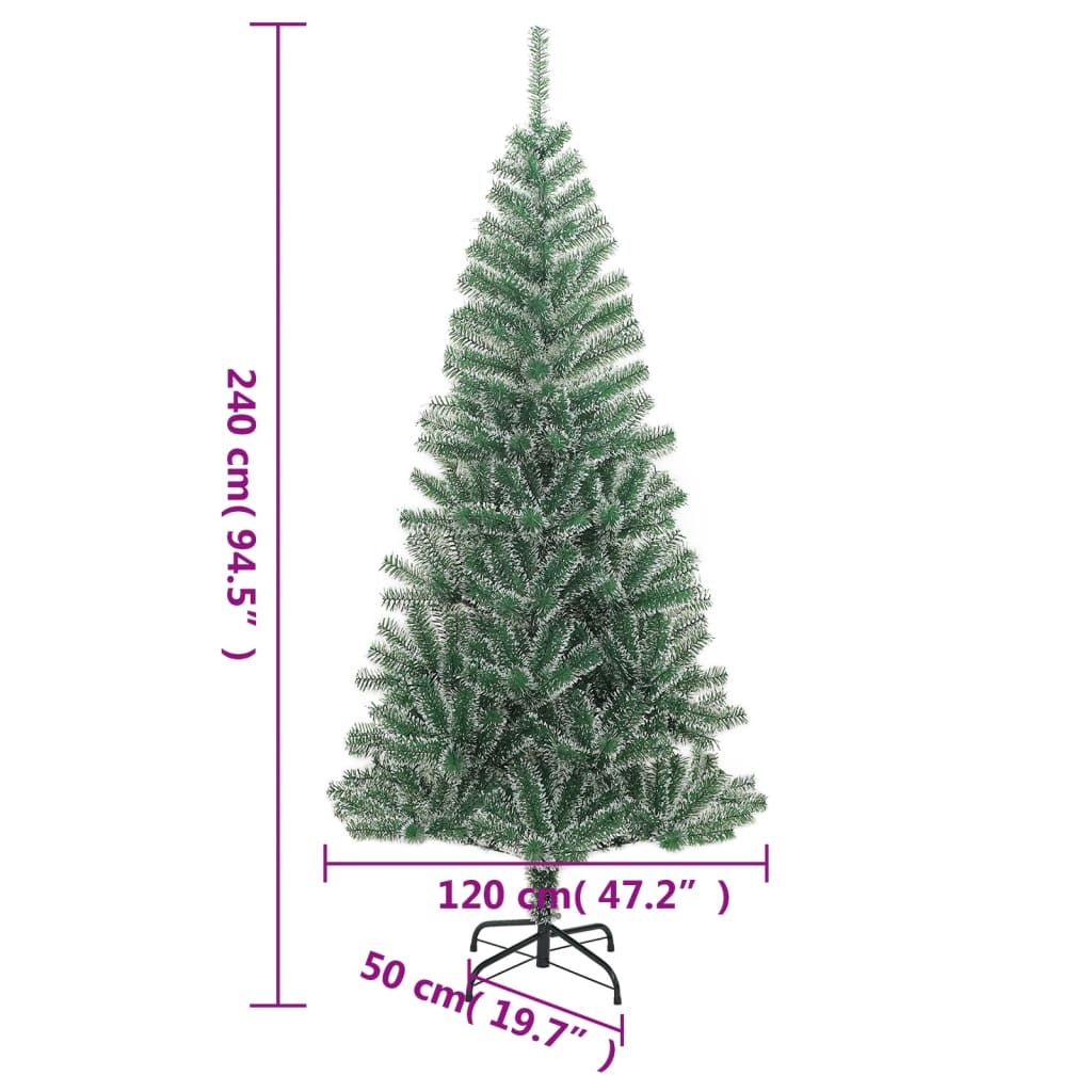 kunstigt juletræ med sne 240 cm grøn