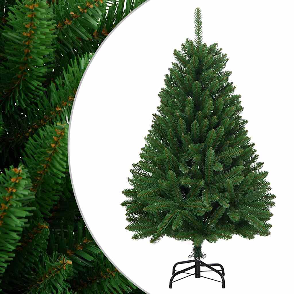 kunstigt juletræ med juletræsfod 120 cm hængslet grøn