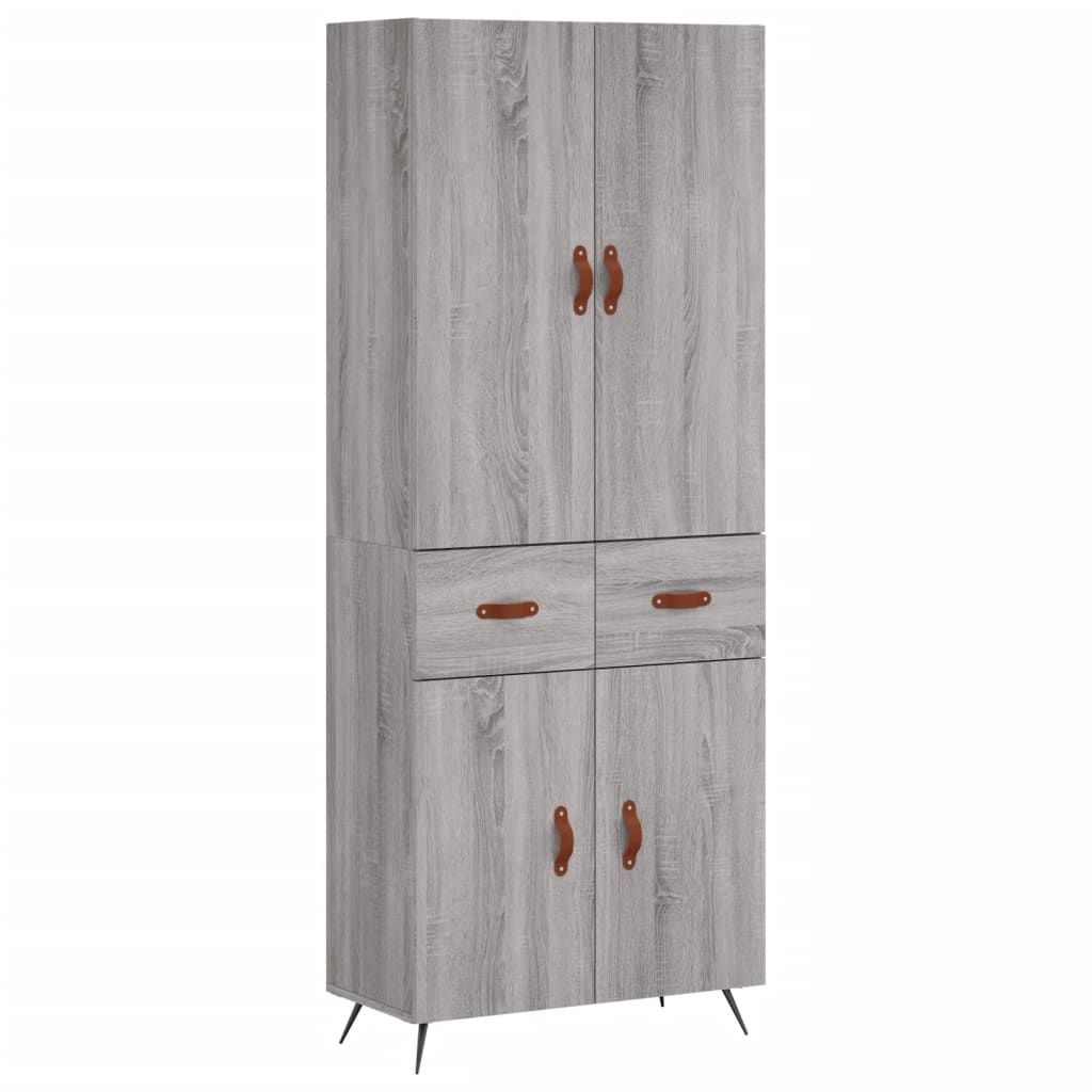 højskab 69,5x34x180 cm konstrueret træ grå sonoma-eg