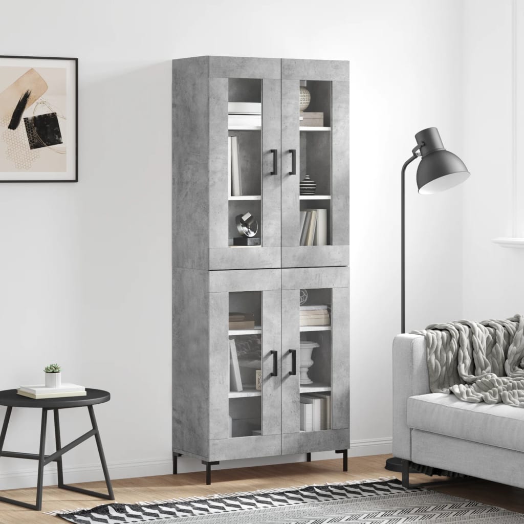 højskab 69,5x34x180 cm konstrueret træ betongrå
