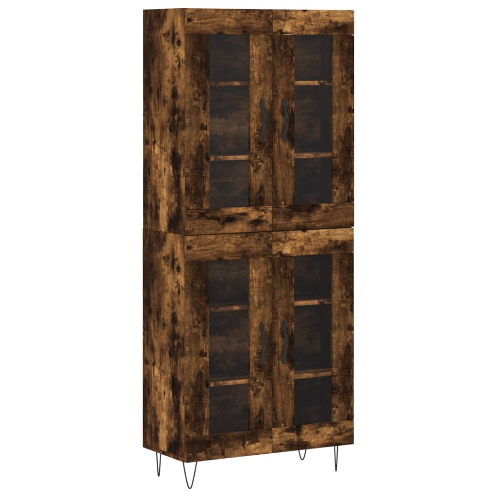 højskab 69,5x34x180 cm konstrueret træ røget egetræsfarve