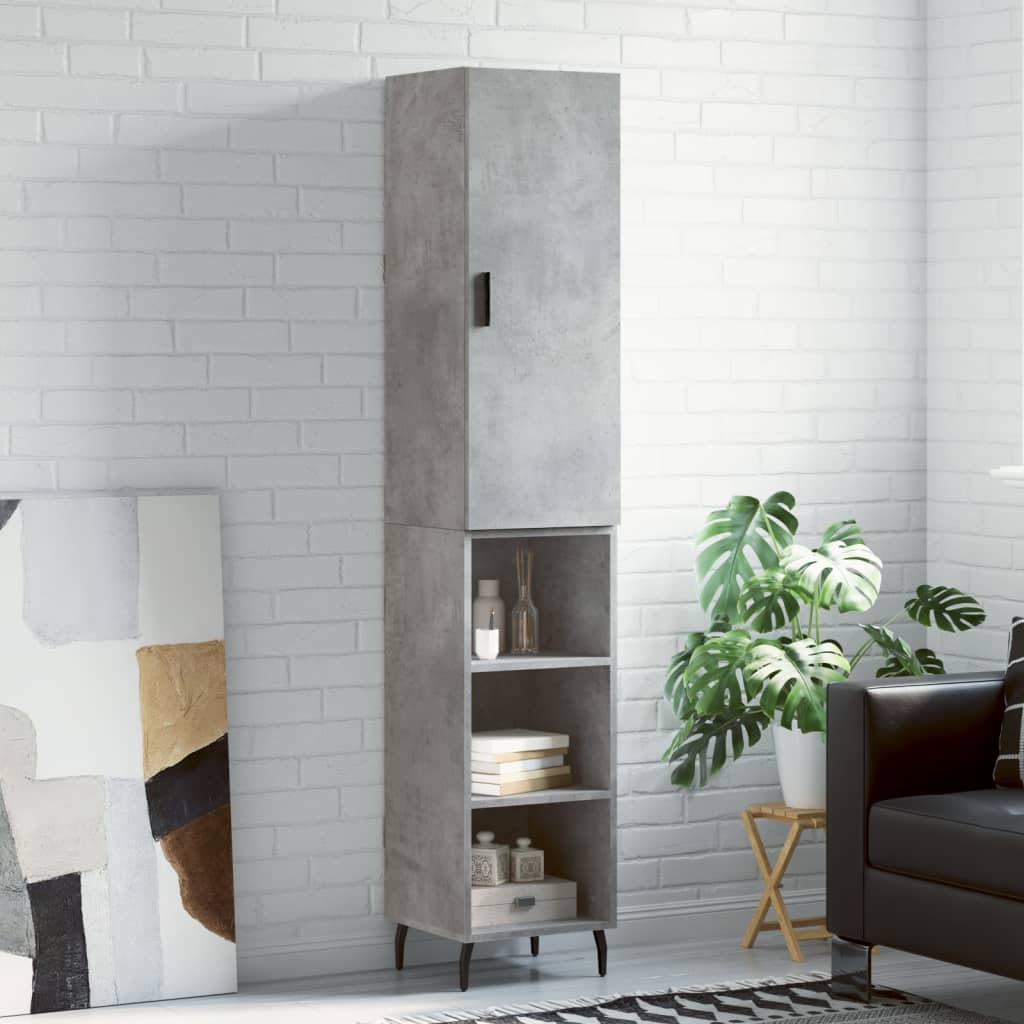 skab 34,5x34x180 cm konstrueret træ betongrå