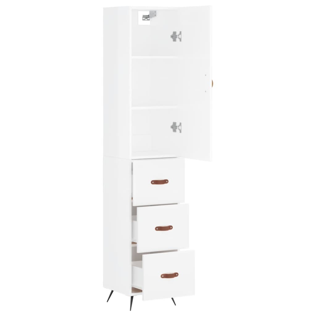 skab 34,5x34x180 cm konstrueret træ hvid højglans