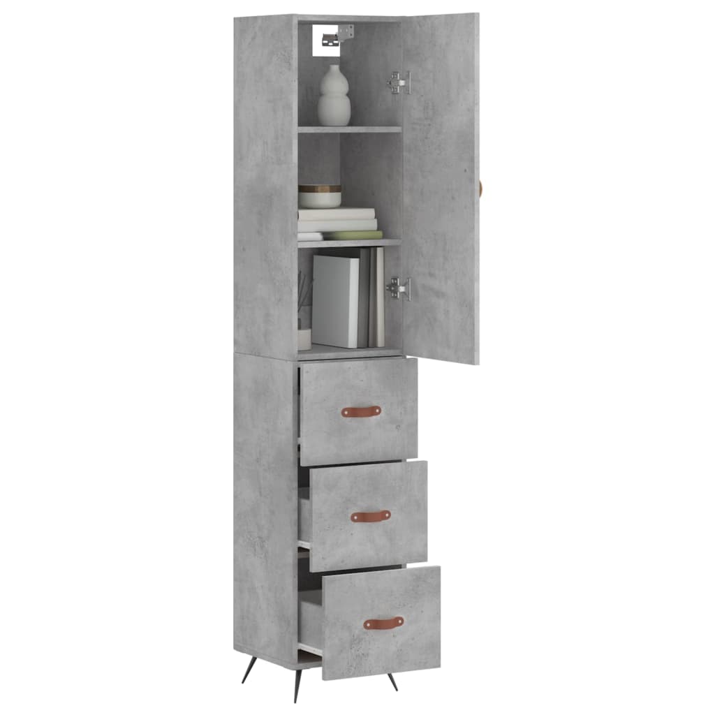 skab 34,5x34x180 cm konstrueret træ betongrå