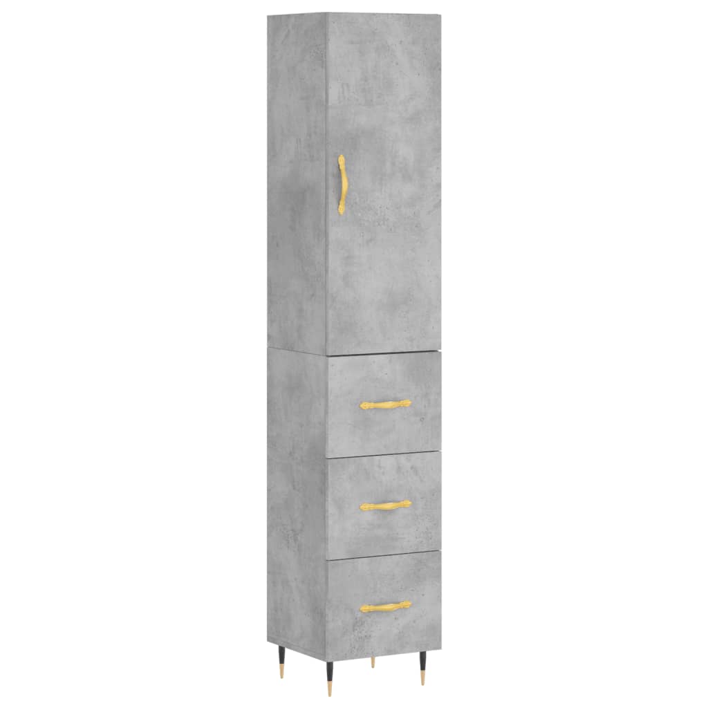 skab 34,5x34x180 cm konstrueret træ betongrå