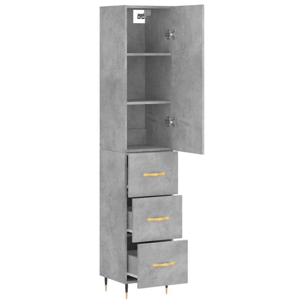skab 34,5x34x180 cm konstrueret træ betongrå